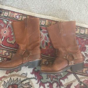 Womens Frye harness boots Cognac
